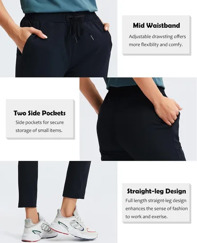 Vista 3 de KUTAPU Women Golf Pants Straight Leg Drawstring Ankle Pants Athletic Sweatpants with Pockets
