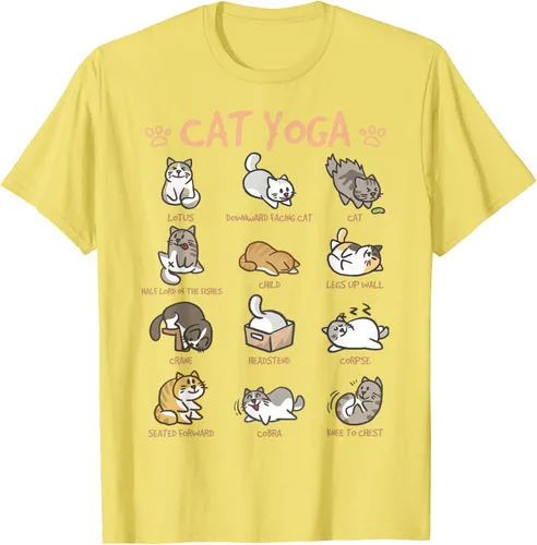 Vista 45 de Cat Yoga Poses Cats Practicing Mindfulness Meditación Kitten - Camiseta, Negro, S