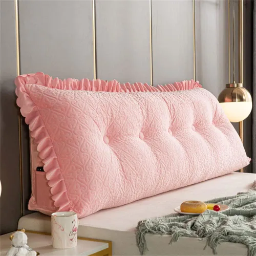 Vista 10 de Almohada triangular suave para cama de lectura, sofá cama, respaldo de apoyo, soporte de posicionamiento de cuña, almohada extraíble para cama Beige