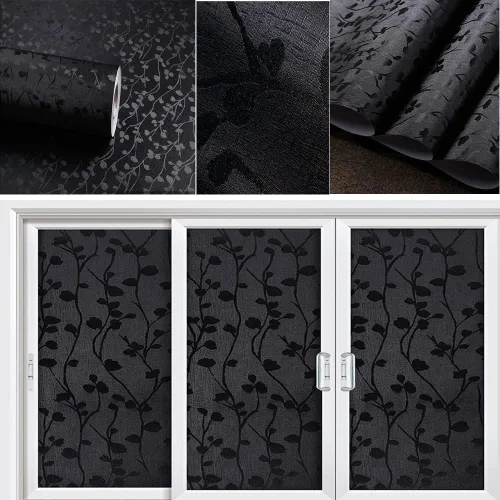 Vista 4 de TAOGIFT Papel adhesivo de vinilo para despegar y pegar, papel de contacto de rama negra, papel tapiz decorativo extraíble para gabinetes