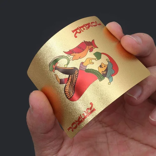 Vista 5 de EAY Cartas de póquer de lámina de diamante impermeables de lujo, cartas de plástico doradas con 1 oro y 1 plata