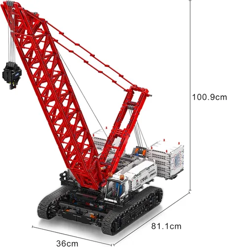 Vista 5 de Mould King 17046 Grúa sobre orugas de alta tecnología MOC Truck con 5 motores, tecnología APP control remoto 16000 grúa sobre orugas de rejilla Kit