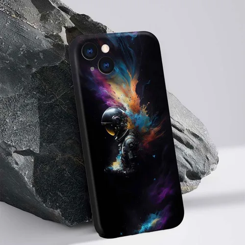 Vista 2 de ZHEGAILIAN Funda compatible con iPhone 13, funda de astronautas espaciales para iPhone 13, funda suave de TPU con proceso de impresión 3D, diseño