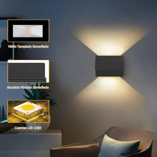 Vista 3 de Kawell Apliques de pared LED modernos para interiores y exteriores, lámpara de pared LED creativa de 10 W, pasillo, montaje en pared, accesorios