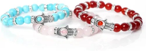 Vista 35 de Pulseras de cristal para mujeres y hombres, regalos de cumpleaños, hechas a mano de 0.236 in con cuentas de piedra para equilibrio de chakras