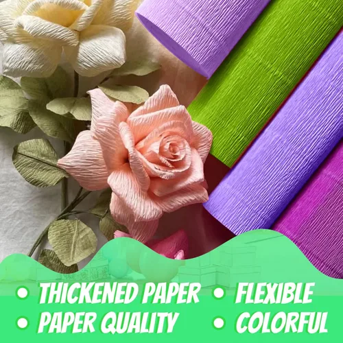 Vista 4 de Papel crepé, 6 rollos de serpentinas de papel crepé de 10 pulgadas x 8 pies, arreglos florales artificiales, kits de fabricación de flores, cinta