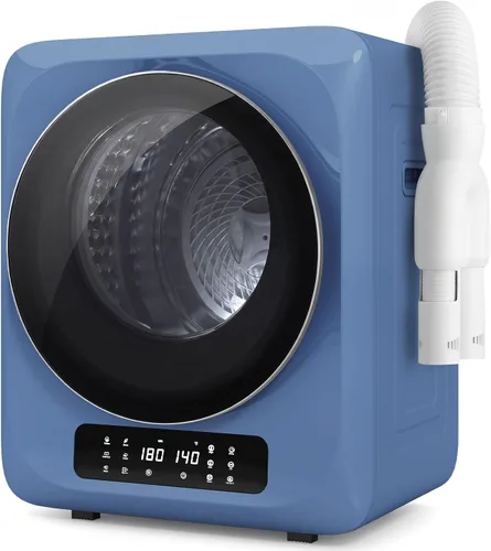 Vista 11 de Auertech Secadora de ropa portátil de 1.5 pies cúbicos, secadora eléctrica de carga frontal de 850 W con tambor de acero inoxidable, perilla de Azul