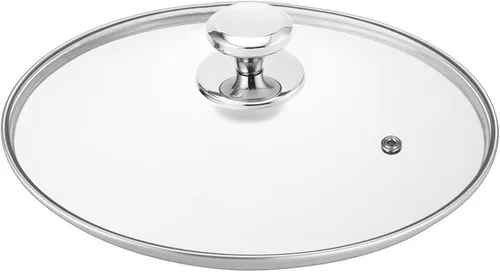 Vista 7 de Tapa de vidrio para sartenes de hierro fundido de 9.5 pulgadas, tapas templadas de 9.4 in para hornos holandeses, cubierta de sartén de 9.5 pulgadas
