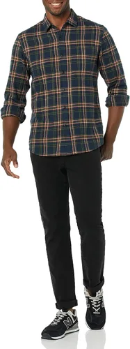 Vista 78 de Amazon Essentials Camisas de franela de manga larga para hombre, corte ajustado, a cuadros con botones