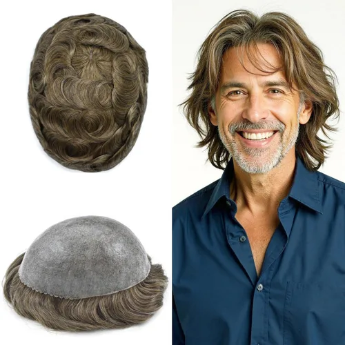Vista 59 de Extensiones de pelo tipo tupé para hombre, sistema de reemplazo de cabello humano virgen 100% europeo, piel fina y duradera, inyección