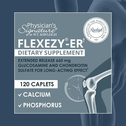 Vista 6 de Rawleigh Flexezy-ER: 120 cápsulas Fórmula de apoyo articular 24/7 Mezcla de glucosamina y sulfato de condroitina Calcio y fósforo Liberación