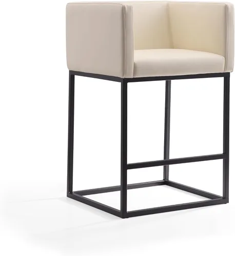Vista 13 de Manhattan Comfort Embassy - Taburete de bar de metal gris y negro de 34 pulgadas