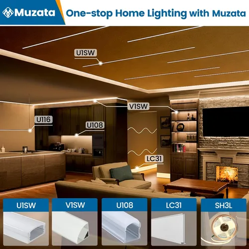Vista 6 de Muzata 5M/16.4FT 320LED/m Tira de luces LED COB de alta densidad DC24V 3000K Blanco cálido impecable se adapta al canal LED U1SW U108 U103 Tira