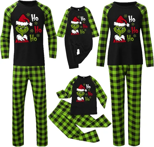 Vista 2 de Ogiraw Pijamas de Navidad familiares a juego, conjuntos familiares a juego, pijamas de Navidad de satén, ropa de dormir para la familia