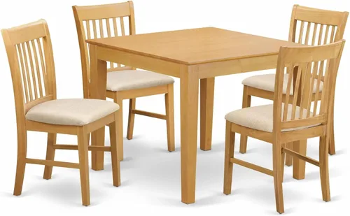 Vista 8 de East West Furniture OXNO3-MAH-C - Juego de mesa de comedor de 3 piezas contiene una mesa de cocina cuadrada y 2 sillas de comedor tapizadas de tela