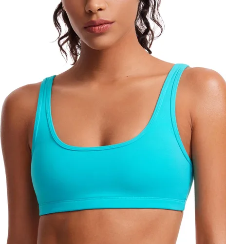 Vista 22 de CRZ YOGA Butterluxe - Mini brasier para mujer, cuello redondo, de bajo impacto, inalámbrico, deportivo, yoga, acolchado, para entrenamiento