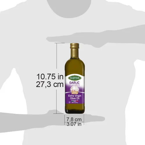 Vista 4 de Mantova Aceite de oliva virgen extra de ajo (AOVE), prensado en frío, calidad premium, importado de Italia, perfecto para cubrir ensaladas