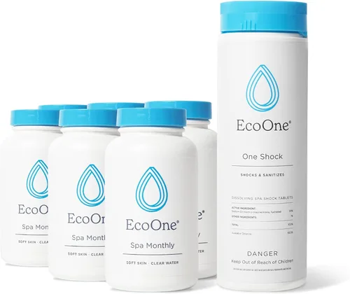 Vista 7 de EcoOne Spa Mensual Tratamiento de Spa Suave y Natural Limpiador Acondicionador para Tina de Hidromasaje, Piscina y Spa Limpiador para Tina