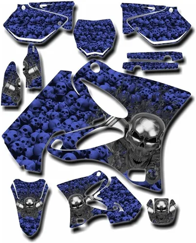 Vista 2 de TTR 90 Flaming Gearhead Blue Senge 2000-2008 Kit de base gráfica compatible con Yamaha