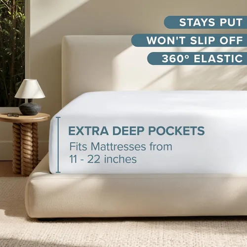Vista 3 de Bare Home Sábana bajera ajustable individual – Sábana bajera de bolsillo extra profundo – Microfibra 1800 premium – Ultra suave sin arrugas – Sábana