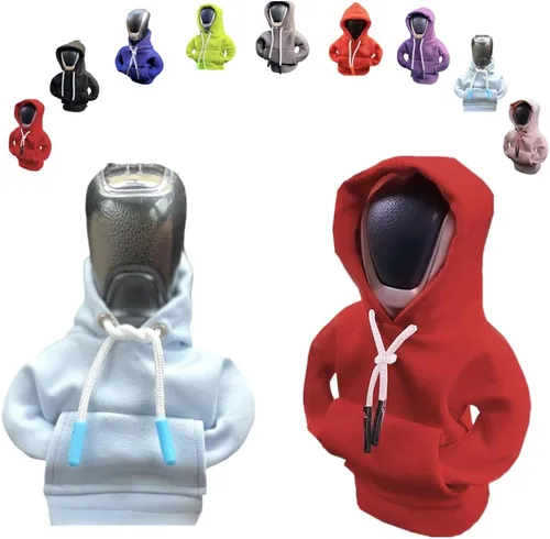 Vista 37 de Funda para palanca de cambios de automóvil, suéter divertido con pomo de palanca de cambios, sudadera con capucha para decoración y protección