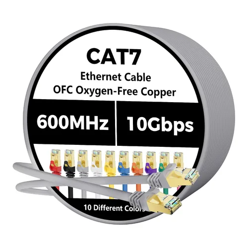 Vista 11 de Cable Ethernet Cat 7 de 0.6 pies, cable de Internet de alta velocidad de 10 Gbps, blindado SFTP, cobre puro OFC, cable de red LAN RJ45 CAT7