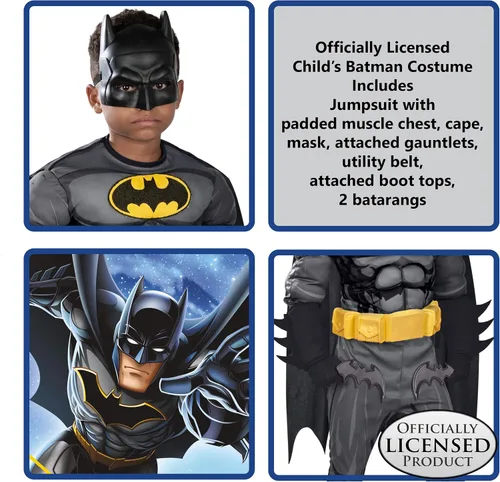 Vista 3 de Rubie's Child's DC Batman Muscle Chest Costume with Accessories