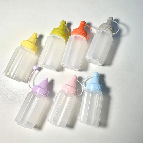 Vista 3 de 8 mini botellas exprimibles de condimentos de 1 onza botella de salsa de salsa de plástico botella de salsa de miel mostaza ensalada salsa Bento Box