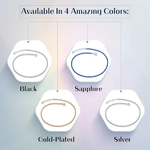 Vista 5 de NYC Sterling - Tobillera de plata de ley con circonitas cúbicas para mujer