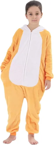 Vista 7 de HIBCIGA Disfraz de mameluco para niños, cosplay de animales para niños y niñas, Halloween cálido de felpa de una pieza