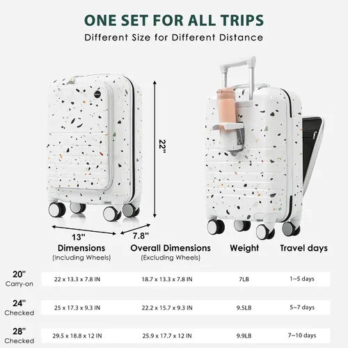 Vista 43 de Merax Juego de equipaje rígido ABS expandible de 3 piezas con rueda giratoria Maleta TSA Lock Suit Case, Negro -, Juego de 2 piezas, Equipaje