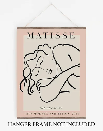 Vista 4 de Sage Light Design Co Matisse - Póster de exposición de la mujer dormida 11 x 14 pulgadas, sin marco, abstracto, rosa, neutro y blanco, minimalista