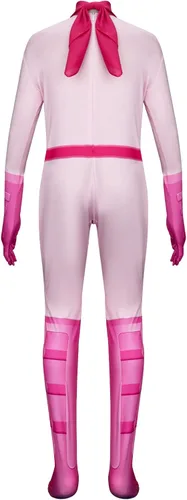 Vista 5 de Tappkice Disfraz de melocotón rosa para niñas, disfraz de princesa Toadstool para niñas, uniforme de batalla, disfraz de Halloween y cosplay
