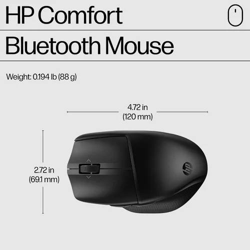 Vista 6 de HP Ratón Bluetooth 480 Comfort - Forma contorneada - Conecta hasta 3 dispositivos a través de botones programables Bluetooth® 5.3-6 - Compatible
