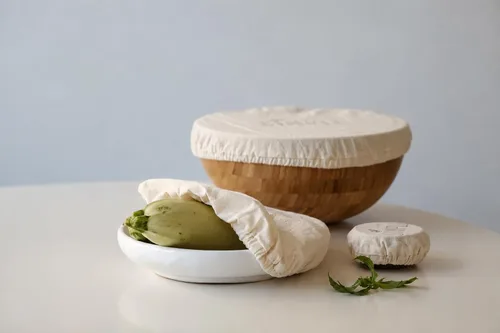 Vista 5 de Fundas reutilizables para tazones, tela 100% algodón para almacenamiento de alimentos, tapas elásticas orgánicas para tazones