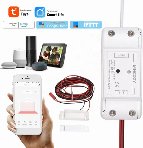 Vista 2 de Tuya WiFi+BT Kit de controlador inteligente para abridor de puerta de garaje, kit de controlador inteligente de garaje, función de temporización