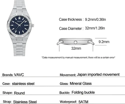 Vista 5 de VAVC Women Luxury Watch,Couple Watch- Stylish Timepiece for Business, Gift, or Graduation -Analog Waterproof Wrist Watch for Men Women