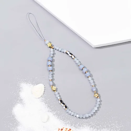 Vista 6 de Beaded Phone Charm Cute Fixed Beads Pearl Wristlet Chain Camera Wrist Strap CarKey Lanyard