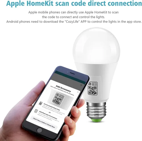 Vista 2 de Bombillas inteligentes: bombilla LED WiFi, funciona con Apple Homekit, Alexa, Google Home y Siri, bombilla inteligente LED E26, regulable de 2700