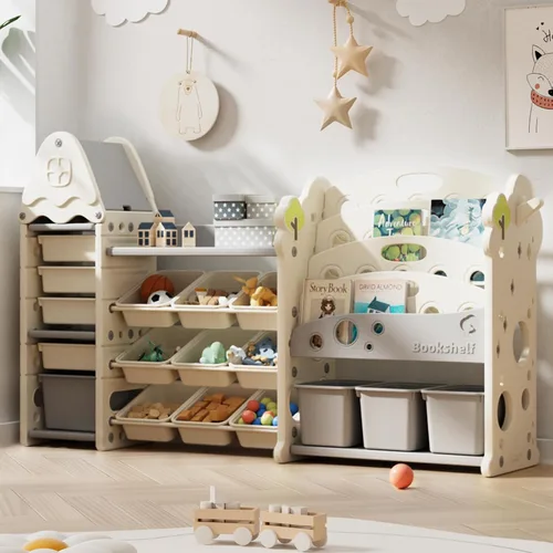 Vista 10 de Pipleo Organizador de almacenamiento de juguetes para niños con 12 contenedores extraíbles, organizadores de juguetes y almacenamiento