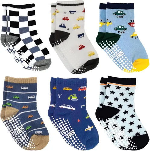 Vista 2 de SMIDLRG Calcetines tobilleros con agarre para niños y niñas 1-33-55-7T
