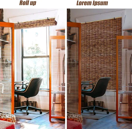 Vista 5 de Persianas de bambú, persianas enrollables sin cordones para ventanas, filtrado de luz natural, persianas enrollables de bambú para interiores