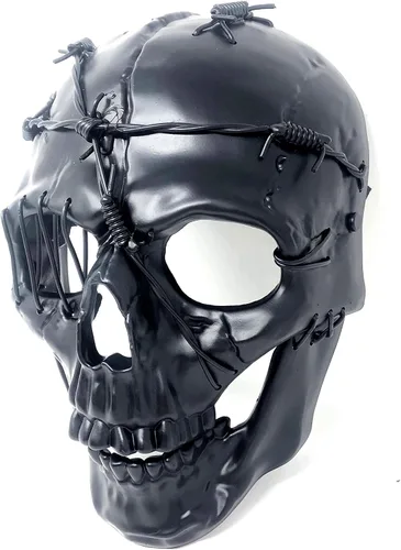Vista 4 de Máscara de esqueleto de terror metálico estilo steampunk para disfraz de Halloween, fiesta de cosplay