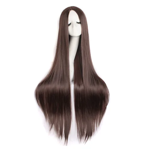 Vista 12 de MapofBeauty Peluca de disfraz de anime de cosplay larga y recta de 40 Negro