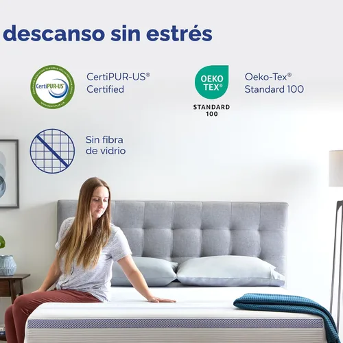 Vista 3 de Vibe Colchón de espuma viscoelástica de gel de 8 pulgadas, cama en caja, tamaño individual, color blanco, certificado Certi-PUR