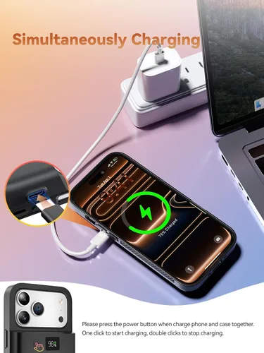 Vista 6 de PANDUK Funda de batería 9300mAh para iPhone 17 ProMax Funda de carga rápida