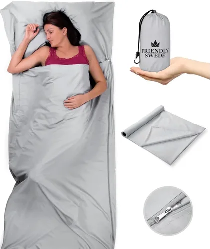 Vista 10 de The Friendly Swede Sleeping Bag Liner - Cold Weather Microfiber or Ultralight Polyester Adult Sleep Sack in 3 Sizes- for Hotel and Camping Sheets