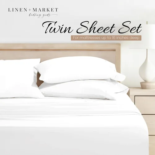 Vista 3 de Linen Market Juego de Sábanas de Microfibra Cepillada Twin de 3 Piezas – Certificado Oeko-TEX Ultra Suave y Sin Arrugas - Sábanas de Bolsillo