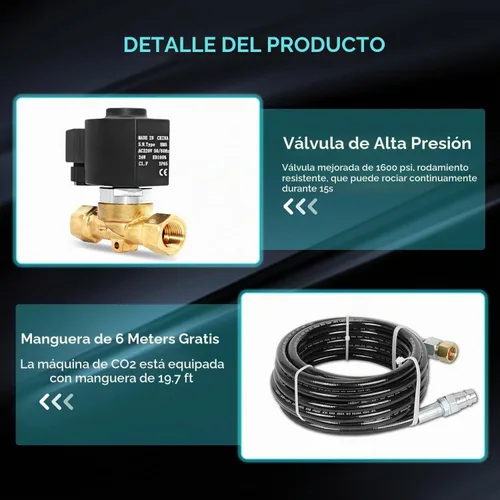 Vista 4 de MOKA SFX Máquina de chorro de CO2 con manguera de 20 pies DMX 512 Control Cañón de CO2 Máquina de niebla Efectos de escenario profesional