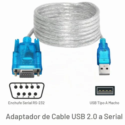 Vista 2 de Adaptador USB a Serial RS232 DB9, USB 2.0 a cable serial, adaptador macho de 9 pines con chipset de cable convertidor RS-232, Windows 10 8 7, 2 PCS